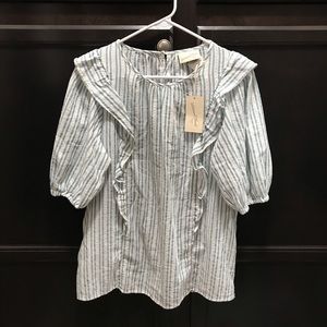 NWT Universal Thread Blue and White Striped Blouse
